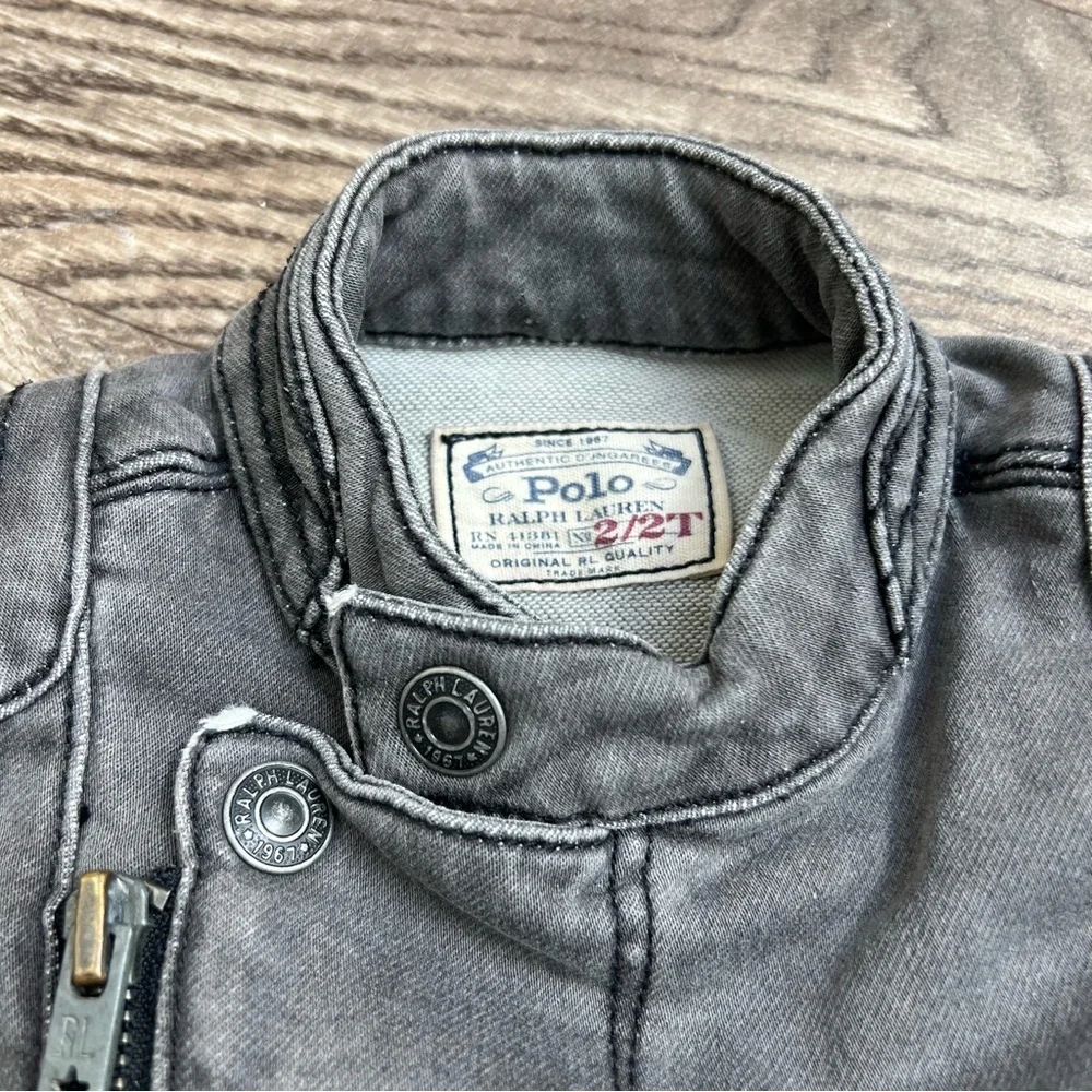 Ralph Lauren Grey Denim Moto Jacket 2T toddler